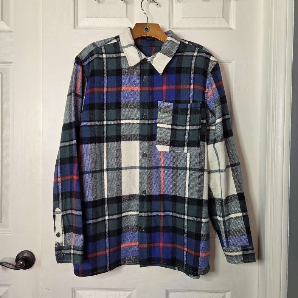 Zara Mixed Plaid Patchwork Flannel Shacket Streetwear Travel Preppy Men's Large